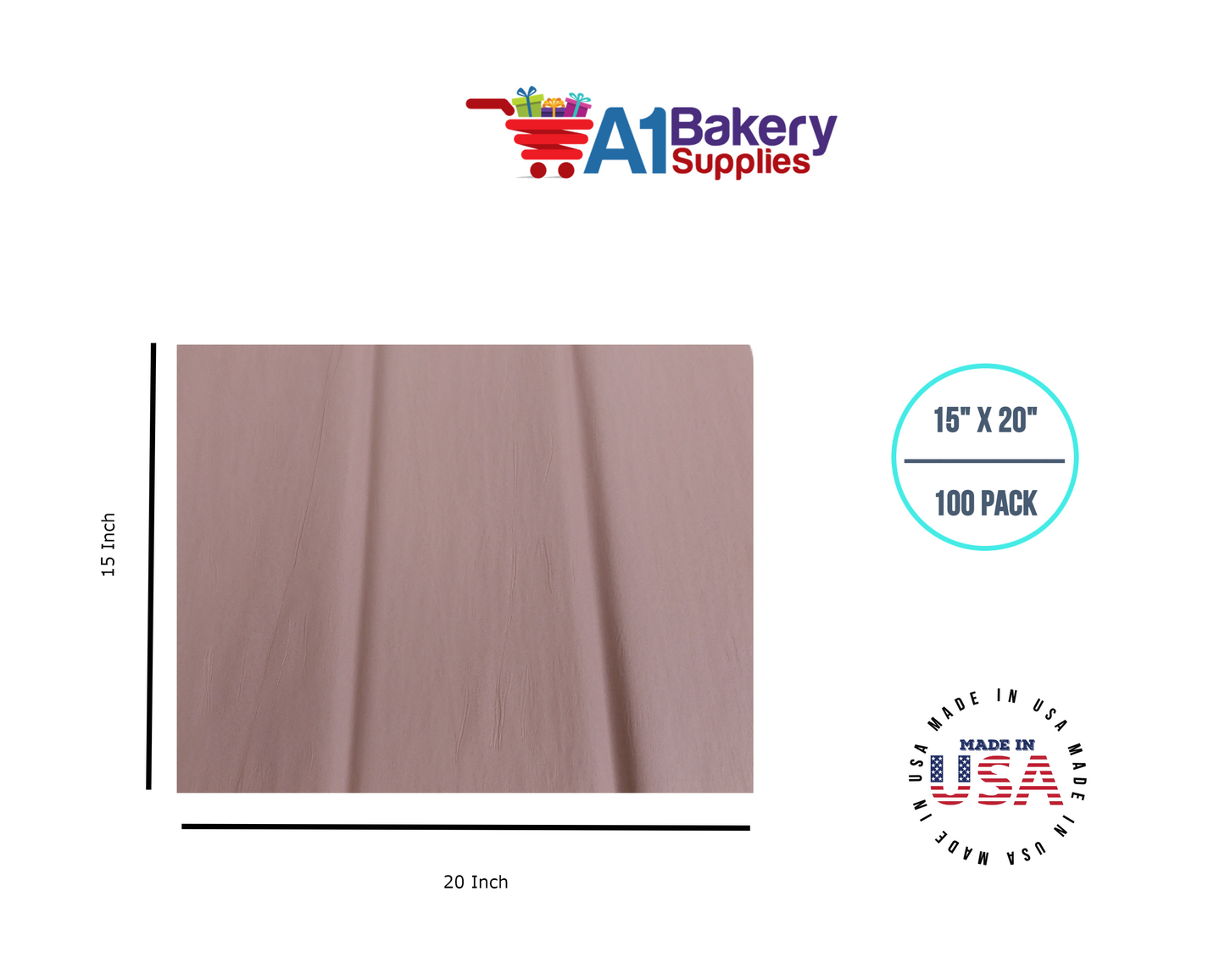 Rose gold Tissue Paper Squares, Bulk 100 Sheets, Premium Gift Wrap and Art Supplies for Birthdays, Holidays, or Presents by A1BakerySupplies, Large 15 Inch x 20 Inch