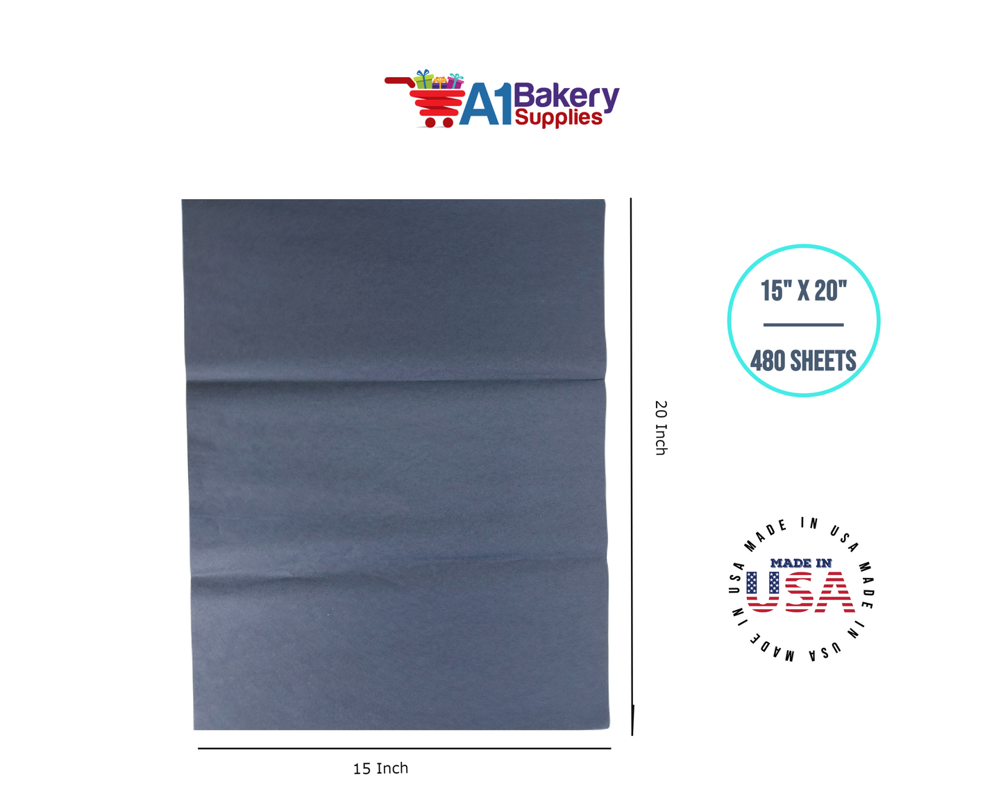 Navy Blue Tissue Paper Squares, Bulk 480 Sheets, Premium Gift Wrap and Art Supplies for Birthdays, Holidays, or Presents by A1BakerySupplies, Large 15 Inch x 20 Inch