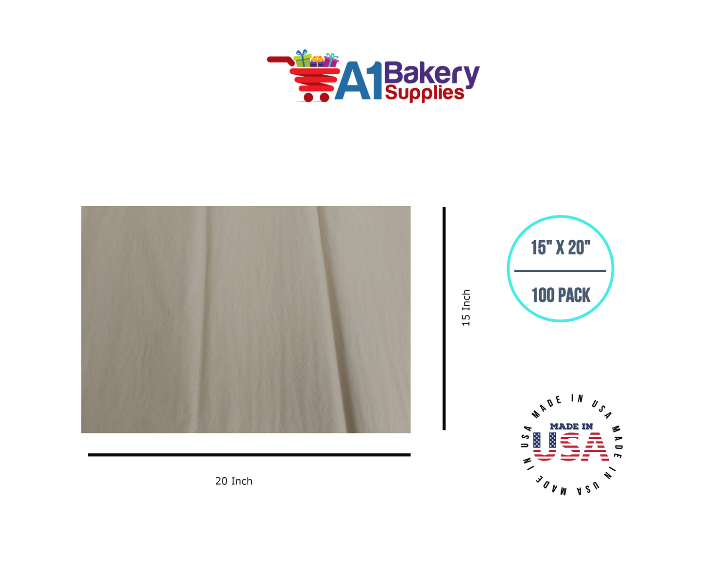 Parchment Tissue Paper Squares, Bulk 100 Sheets, Premium Gift Wrap and Art Supplies for Birthdays, Holidays, or Presents by A1BakerySupplies, Large 15 Inch x 20 Inch