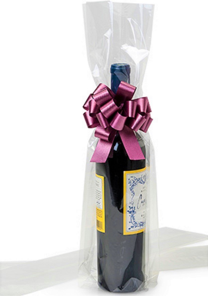 10 Clear Cello/Cellophane Wine bottle bag - 4" x 4" x 17" Gusset bags