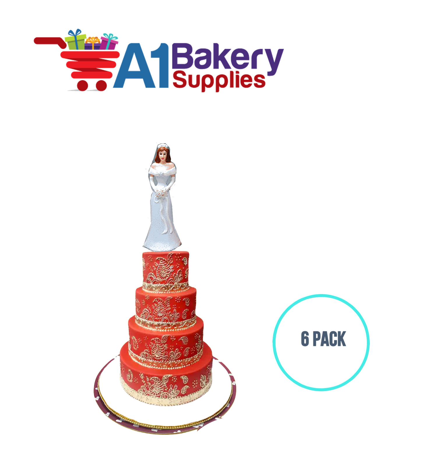 A1BakerySupplies Bridesmaid - Blue 6 pack Wedding Accessories for Birthday Cake Decorations and Marriages