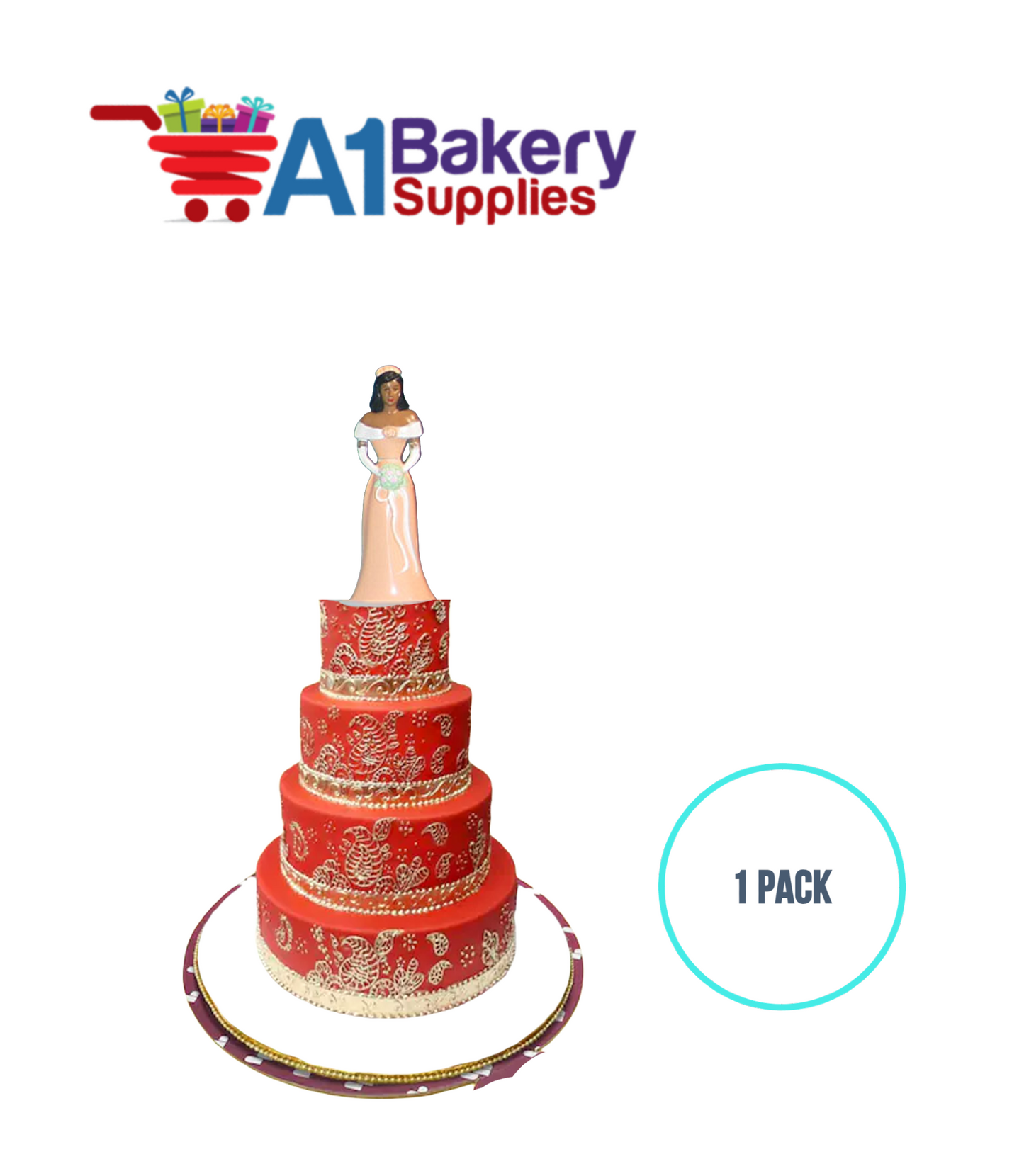 A1BakerySupplies Bridesmaid - Peach - A.A. 1 pack Wedding Accessories for Birthday Cake Decorations and Marriages