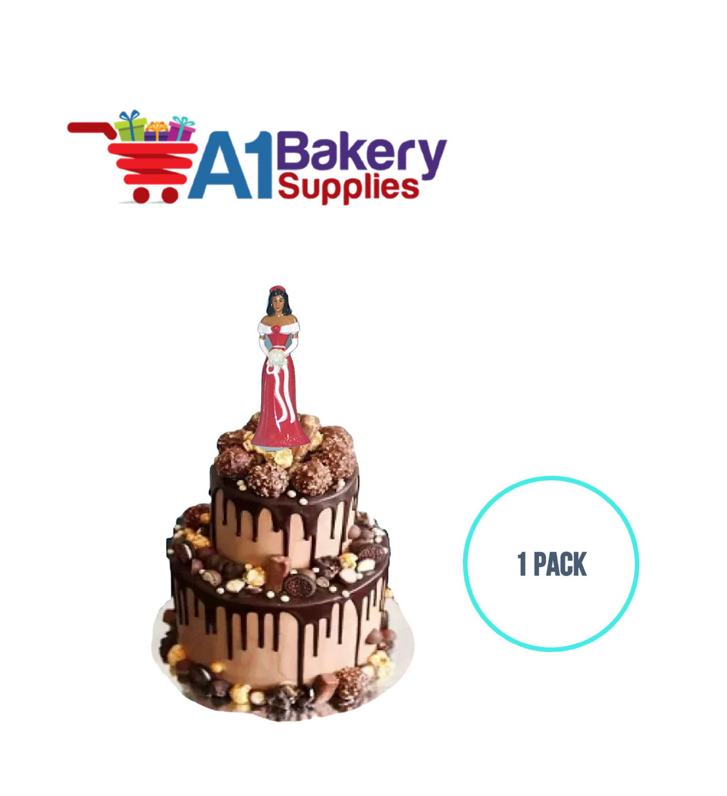 A1BakerySupplies Bridesmaid - Red - A.A. 1 pack Wedding Accessories for Birthday Cake Decorations and Marriages