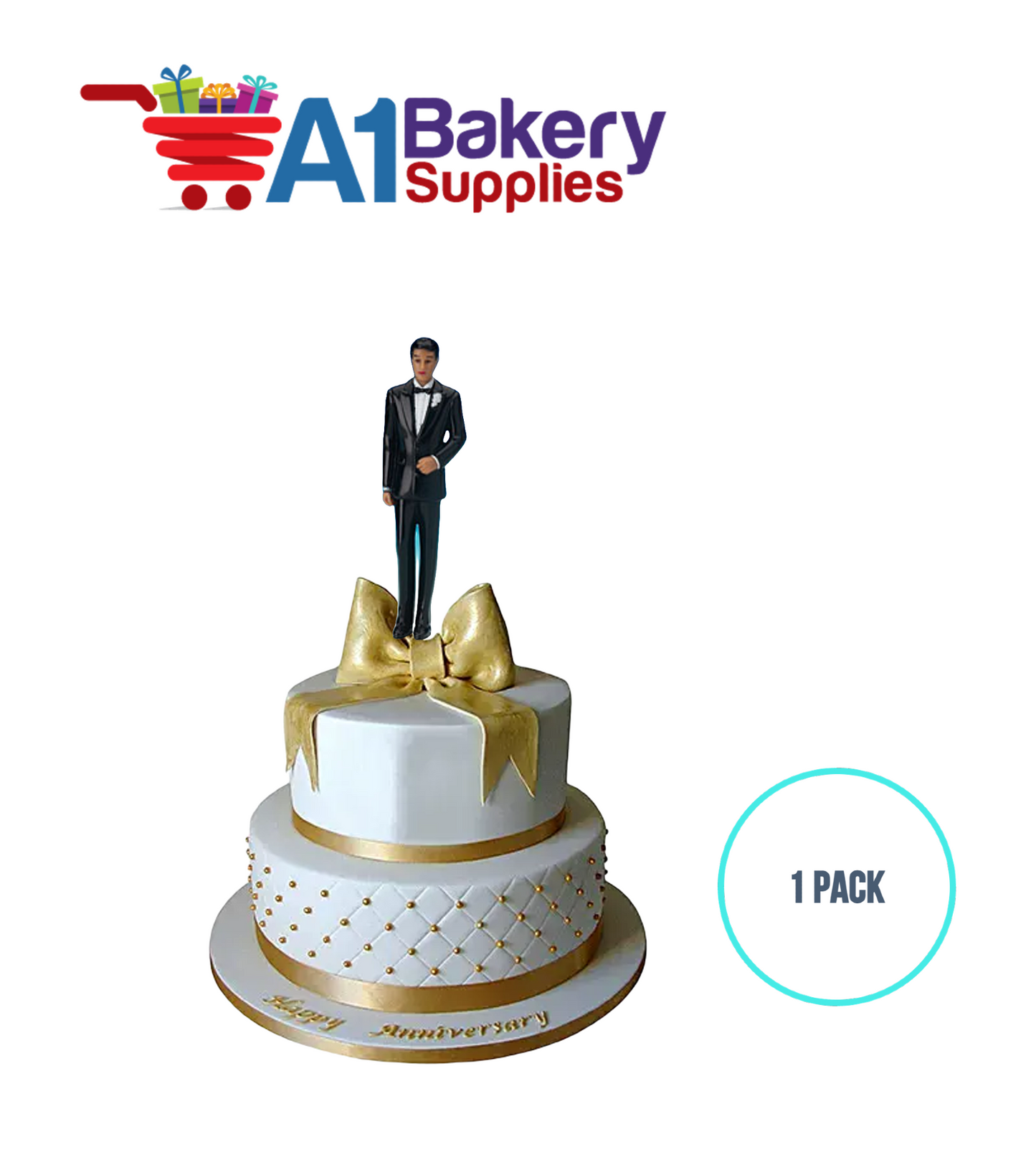 A1BakerySupplies Groom - Black Coat - A.A. 1 pack Wedding Accessories for Birthday Cake Decorations and Marriages