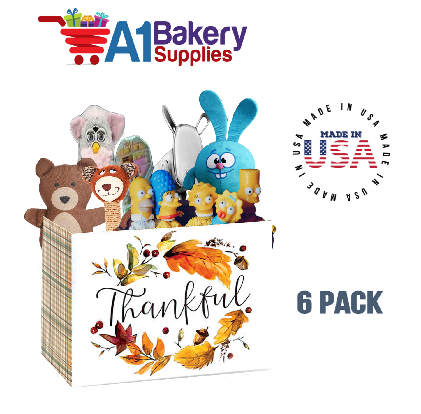 Thankful Plaid Basket Box, Theme Gift Box, Small 6.75 (Length) x 4 (Width) x 5 (Height), 6 Pack
