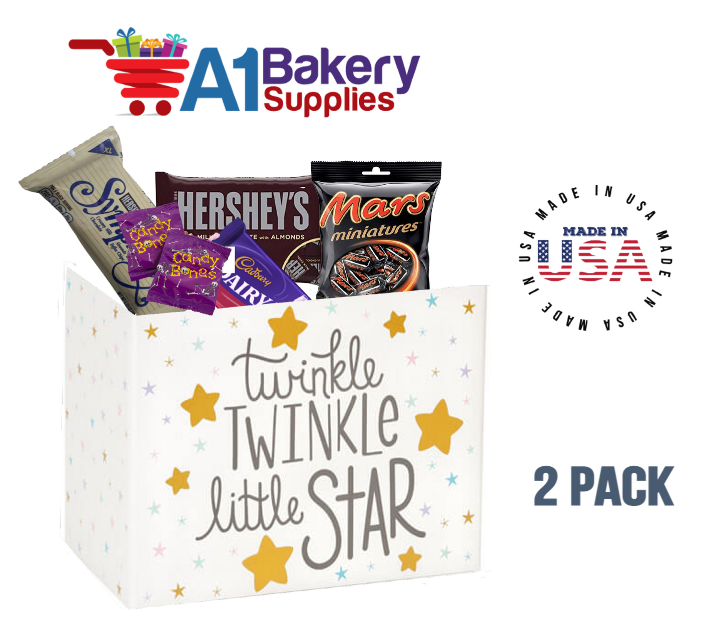 Twinkle Little Star Basket Box, Theme Gift Box, Large 10.25 (Length) x 6 (Width) x 7.5 (Height), 2 Pack