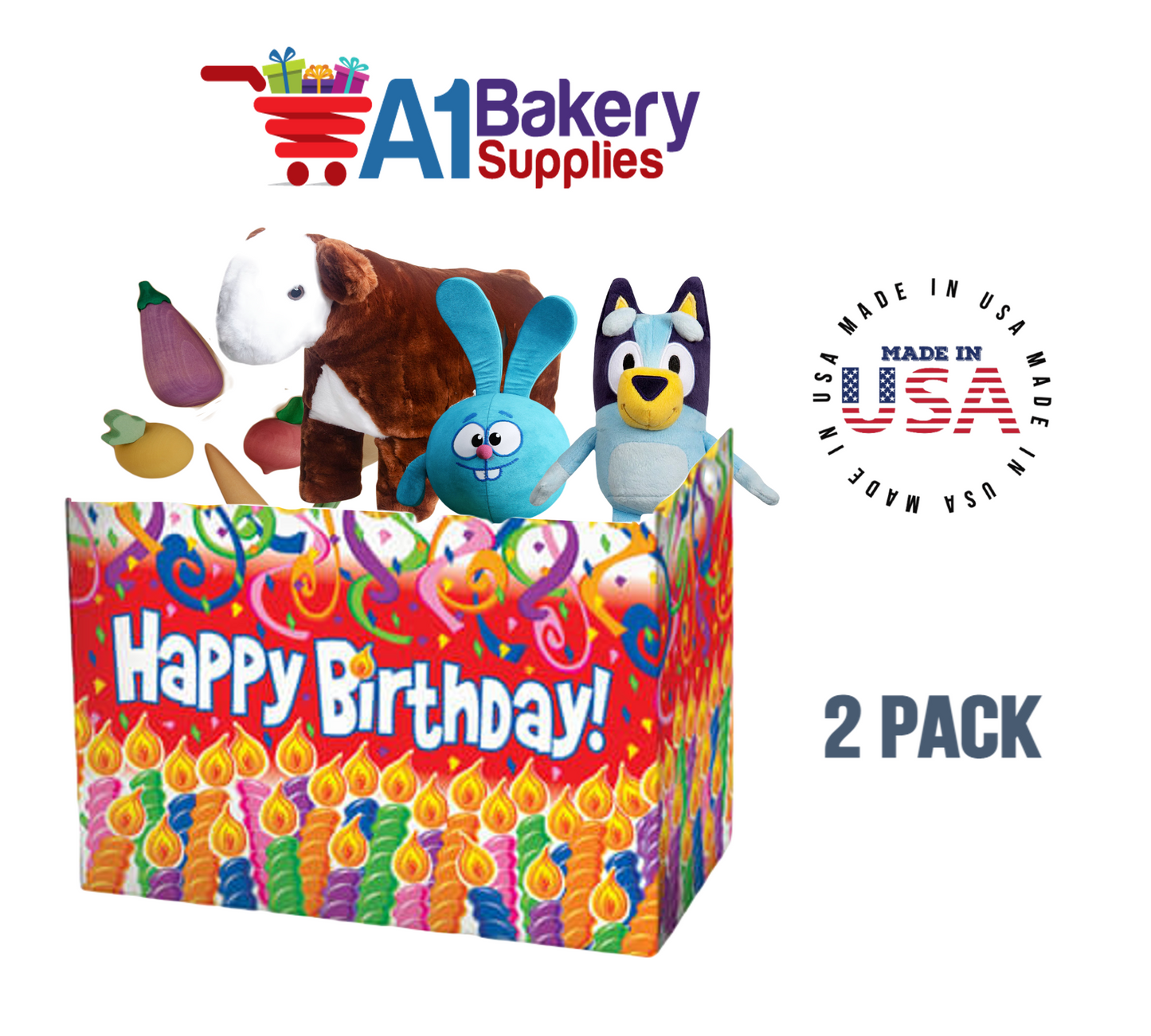 Birthday Candles Basket Box, Theme Gift Box, Small 6.75 (Length) x 4 (Width) x 5 (Height), 2 Pack