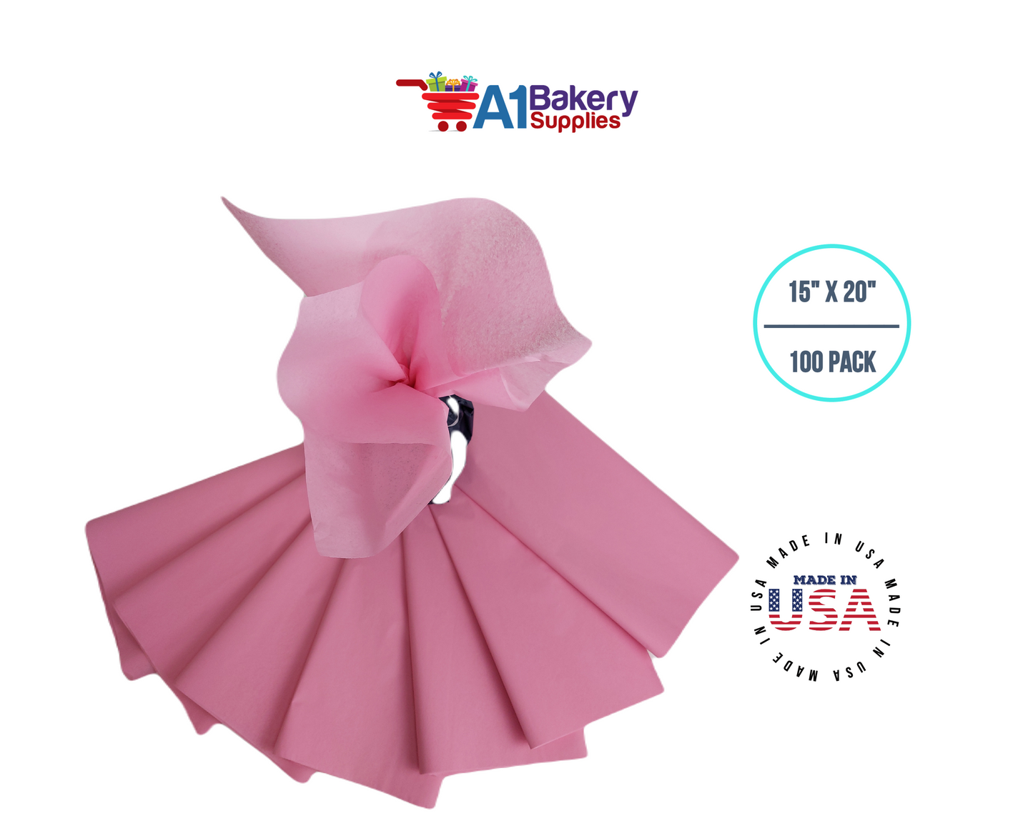 Dark Pink Tissue Paper Squares, Bulk 100 Sheets, Premium Gift Wrap and Art Supplies for Birthdays, Holidays, or Presents by A1BakerySupplies, Large 15 Inch x 20 Inch