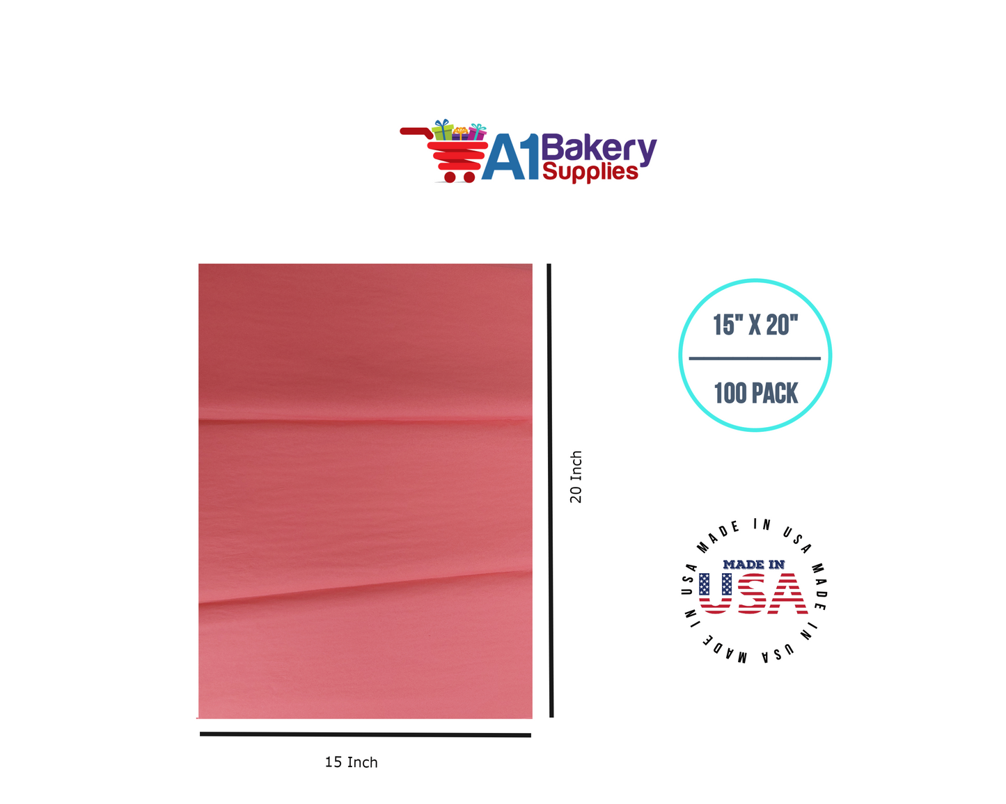 Coral Rose Color Gift Wrap Tissue Paper 15 Inch x 20 Inch - 100 Sheets Pack