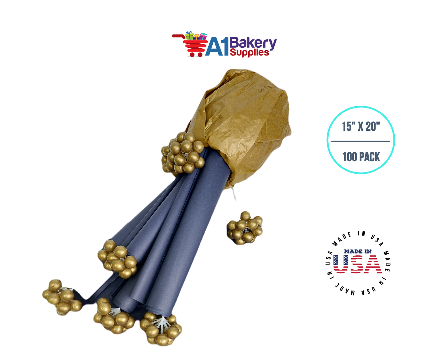 Navy Blue Tissue Paper 15 Inch x 20 Inch - 100 Sheets