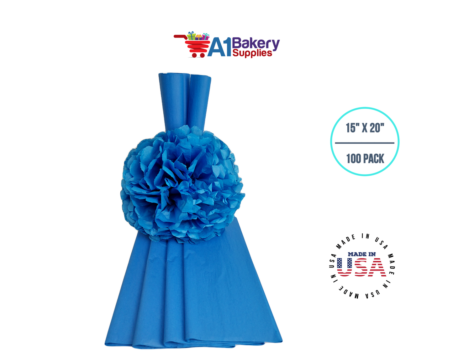 Dark Blue Gift Wrap Tissue Paper - Premium Quality Paper Made in USA 15 Inch x 20 Inch - 100 Sheets