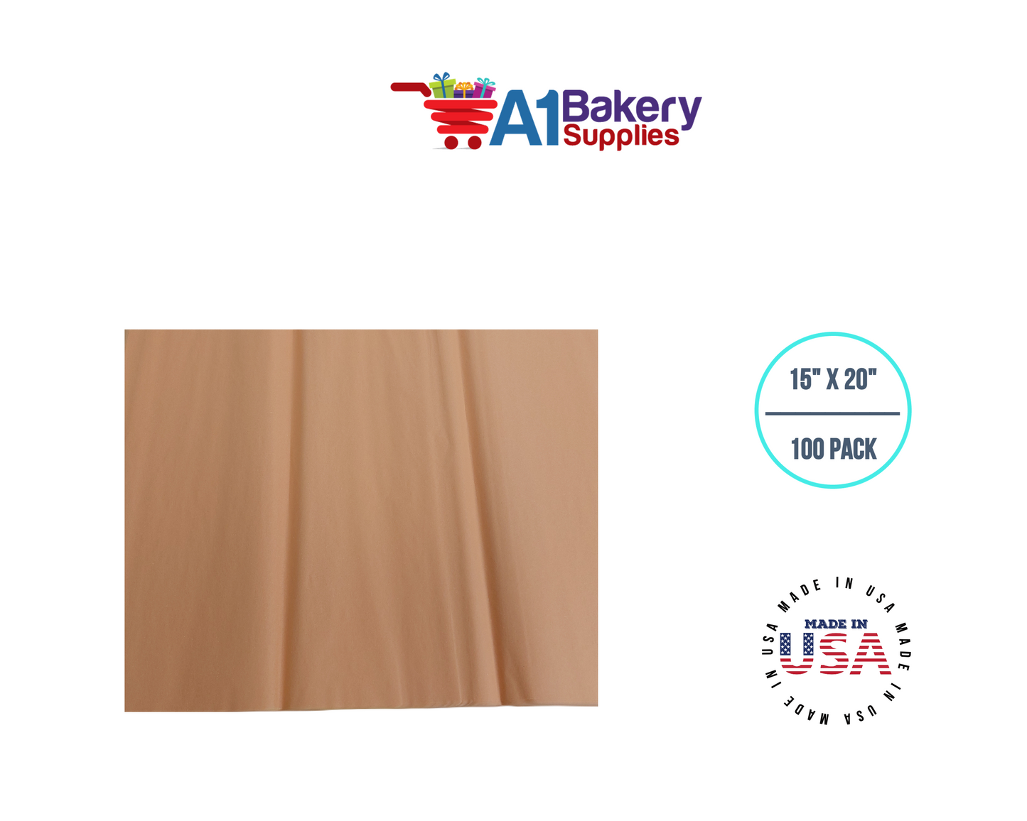 Peach Tissue Paper Squares Bulk 100 Sheets Premium Gift Wrap and Art Supplies for Birthdays Holidays or Presents by A1 Bakery Supplies Large 15 Inch x 20 Inch