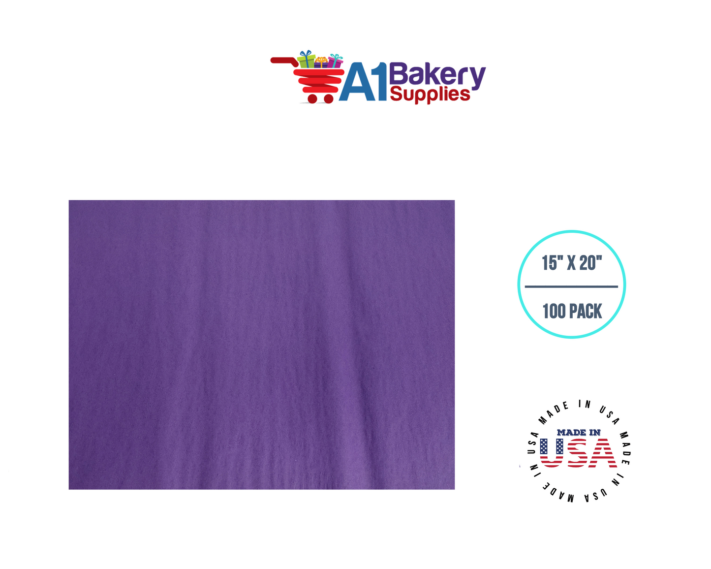 Purple Color Gift Wrap Tissue Paper 15 Inch x 20 Inch - 100 Sheets Pack