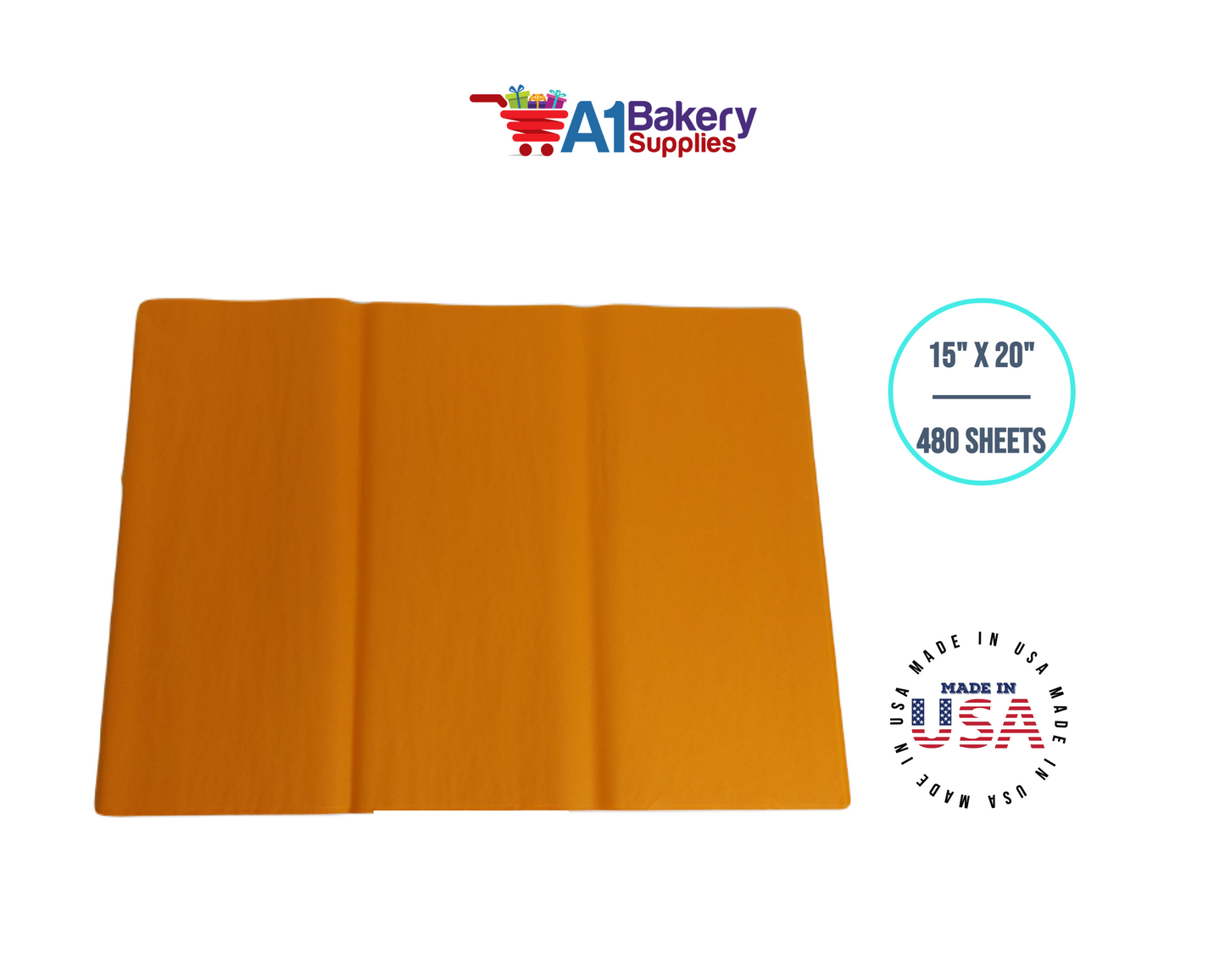 Tangerine Light Orange Bulk Tissue Paper 15 Inch x 20 Inch - 480 Sheets