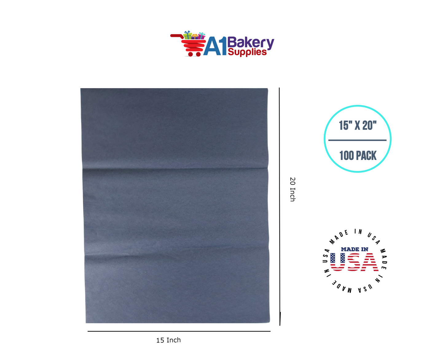 Navy Blue Tissue Paper 15 Inch x 20 Inch - 100 Sheets