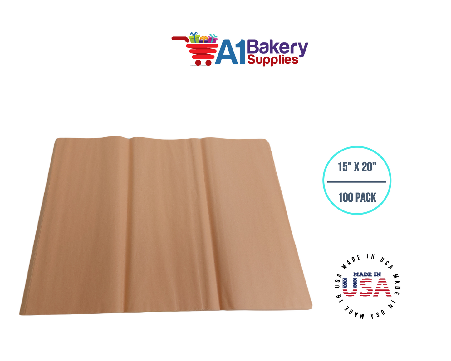 Peach Tissue Paper Squares Bulk 100 Sheets Premium Gift Wrap and Art Supplies for Birthdays Holidays or Presents by A1 Bakery Supplies Large 15 Inch x 20 Inch