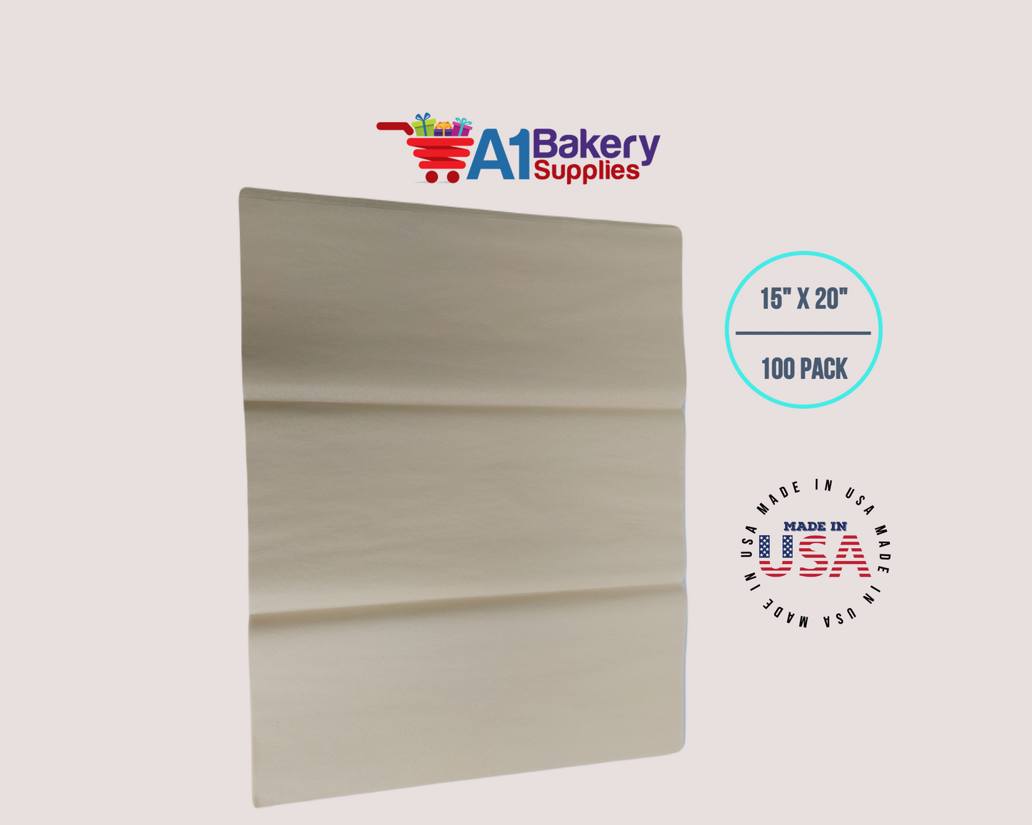 French Vanilla  Tissue Paper Squares, Bulk 100 Sheets, Premium Gift Wrap and Art Supplies for Birthdays, Holidays, or Presents by A1BakerySupplies, Large 15 Inch x 20 Inch