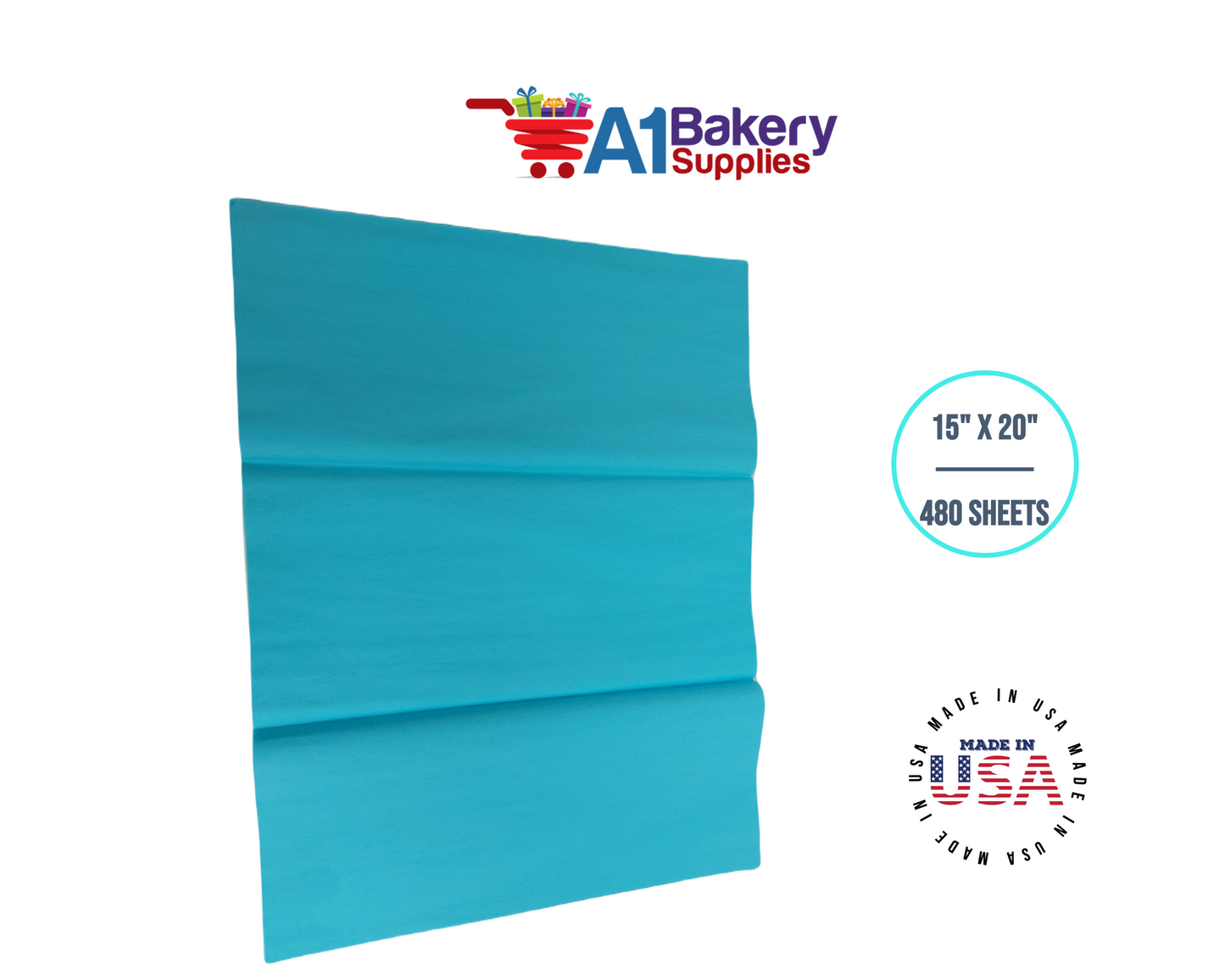 Oxford Blue Tissue Paper Squares, Bulk 480 Sheets, Premium Gift Wrap and Art Supplies for Birthdays, Holidays, or Presents by A1BakerySupplies, Large 15 Inch x 20 Inch