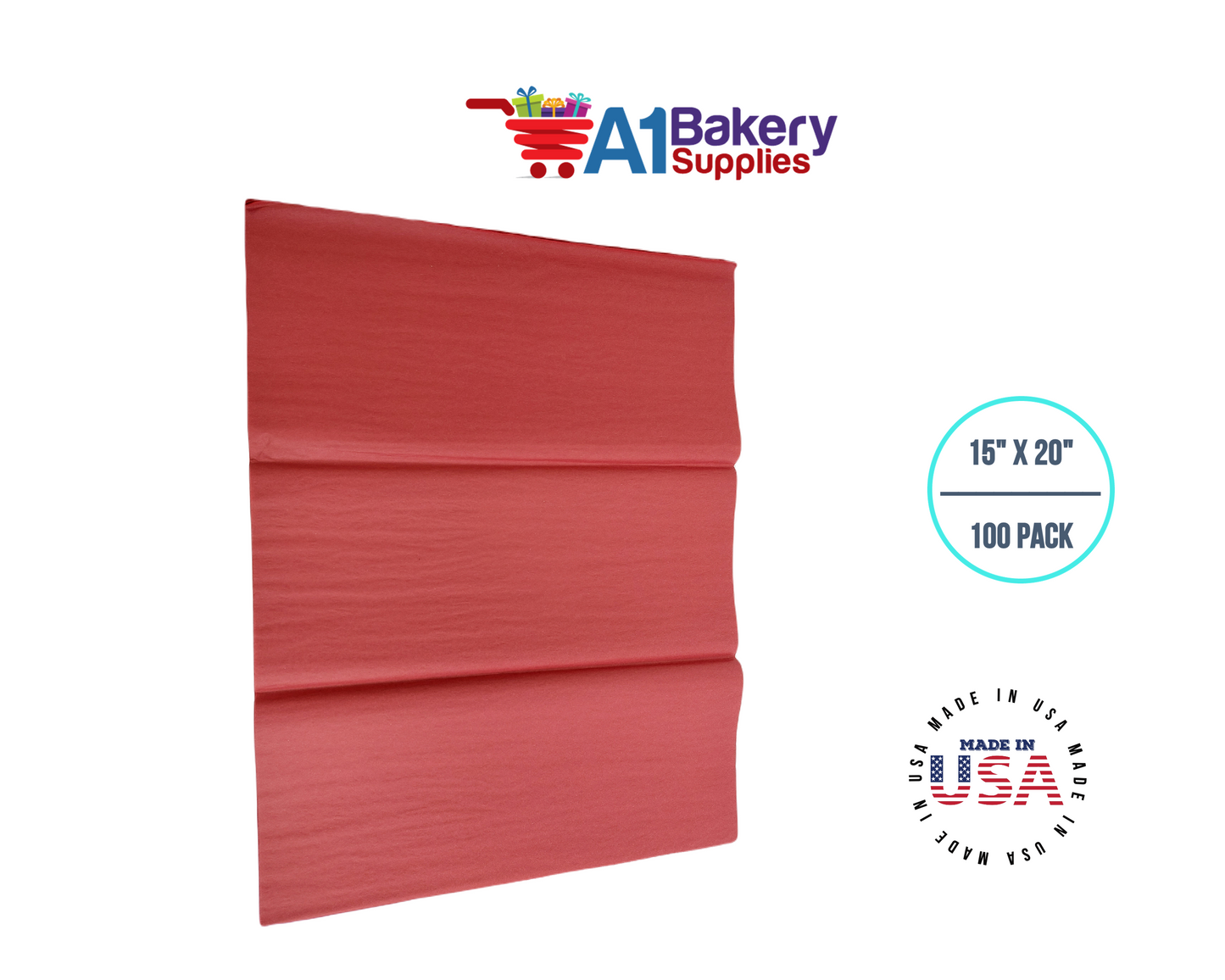 Scarlet Red Tissue Paper Squares, Bulk 100 Sheets, Premium Gift Wrap and Art Supplies for Birthdays, Holidays, or Presents by A1BakerySupplies, Medium 15 Inch x 20 Inch