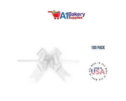 White 4" Butterfly pull bows of 100 Pack by A1 Bakery supplies