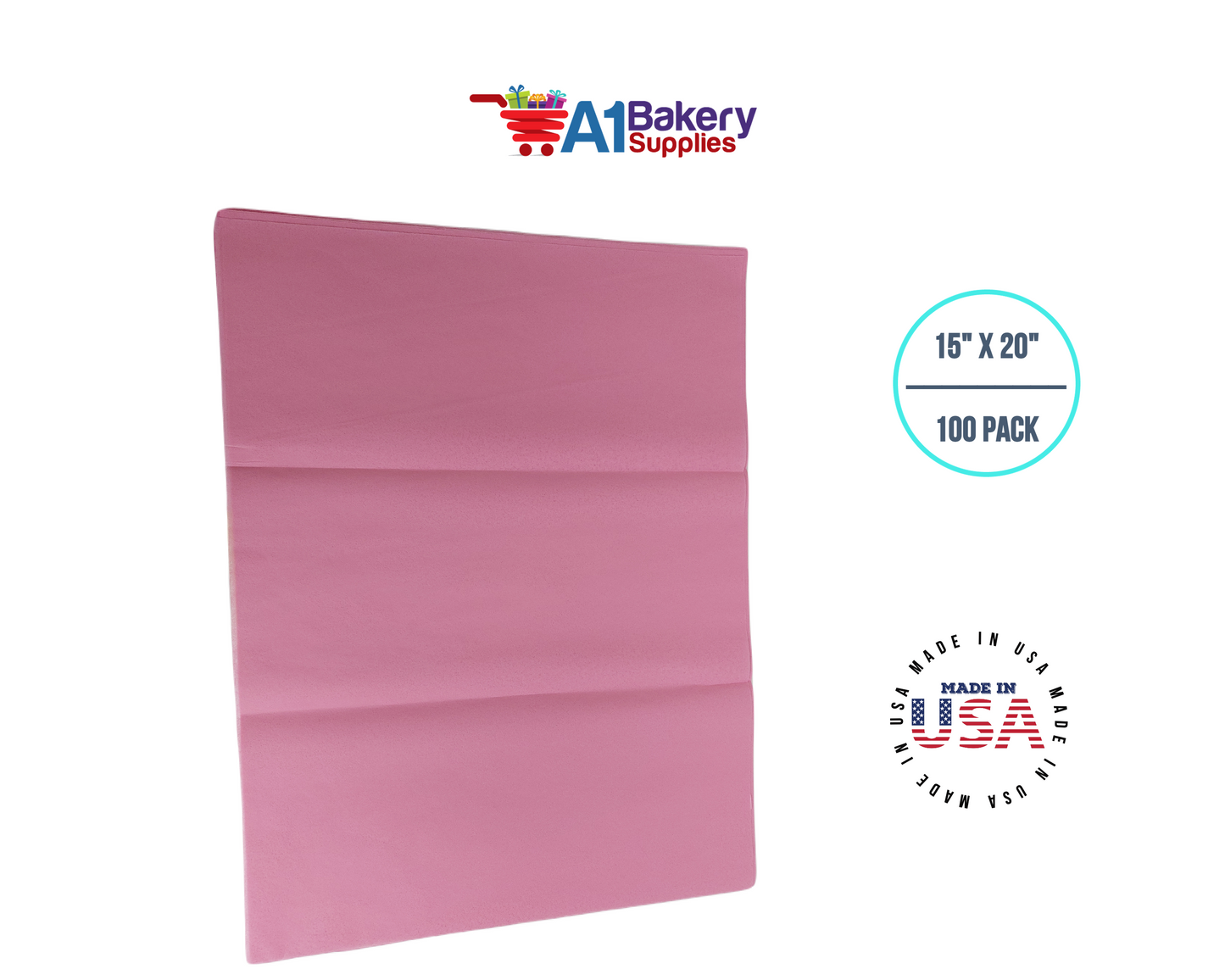 Dark Pink Tissue Paper Squares, Bulk 100 Sheets, Premium Gift Wrap and Art Supplies for Birthdays, Holidays, or Presents by A1BakerySupplies, Large 15 Inch x 20 Inch