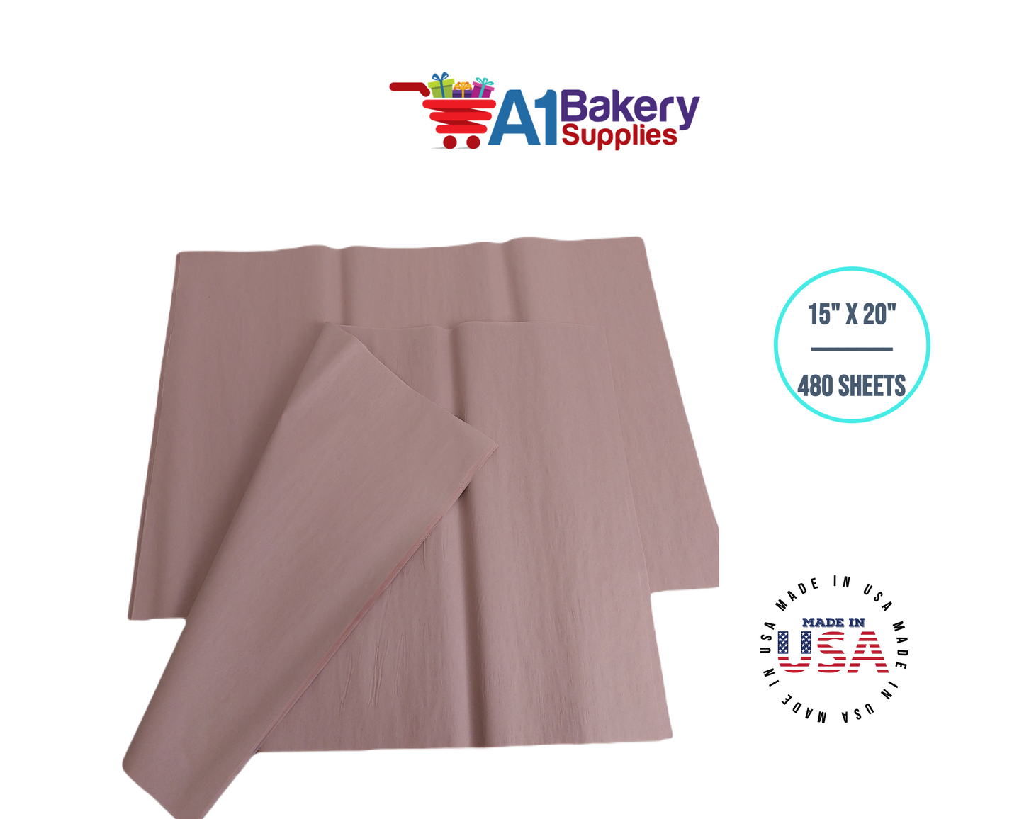 Rose gold Tissue Paper Squares, Bulk 480 Sheets, Premium Gift Wrap and Art Supplies for Birthdays, Holidays, or Presents by A1BakerySupplies, Large 15 Inch x 20 Inch