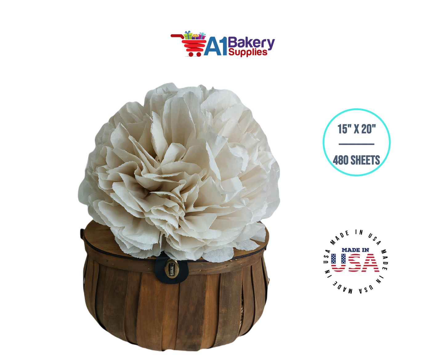 OatMeal Tissue Paper Squares, Bulk 480 Sheets, Premium Gift Wrap and Art Supplies for Birthdays, Holidays, or Presents by A1BakerySupplies, Large 15 Inch x 20 Inch