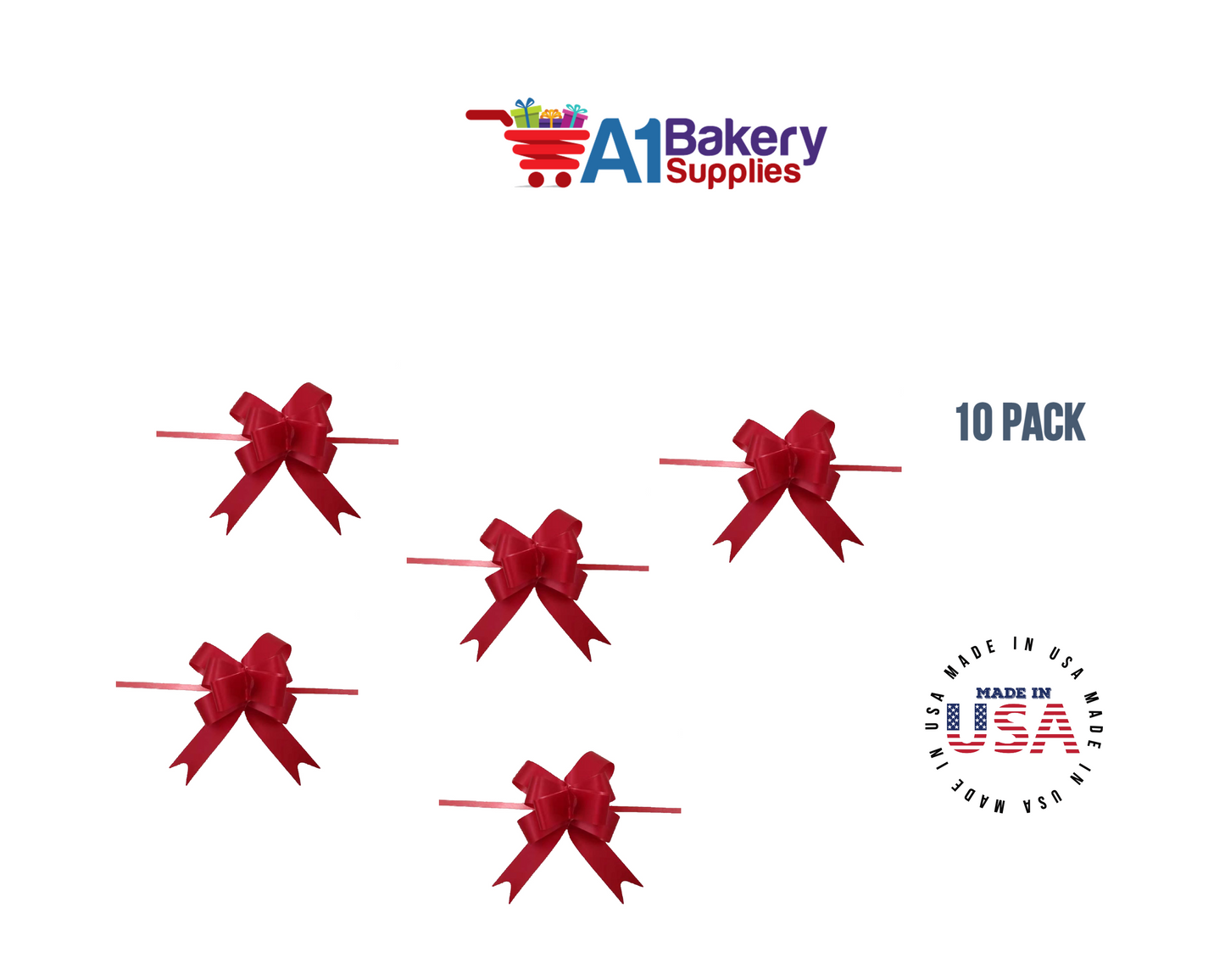 Hot Red 4" Butterfly pull bows of 10 Pack by A1 Bakery supplies