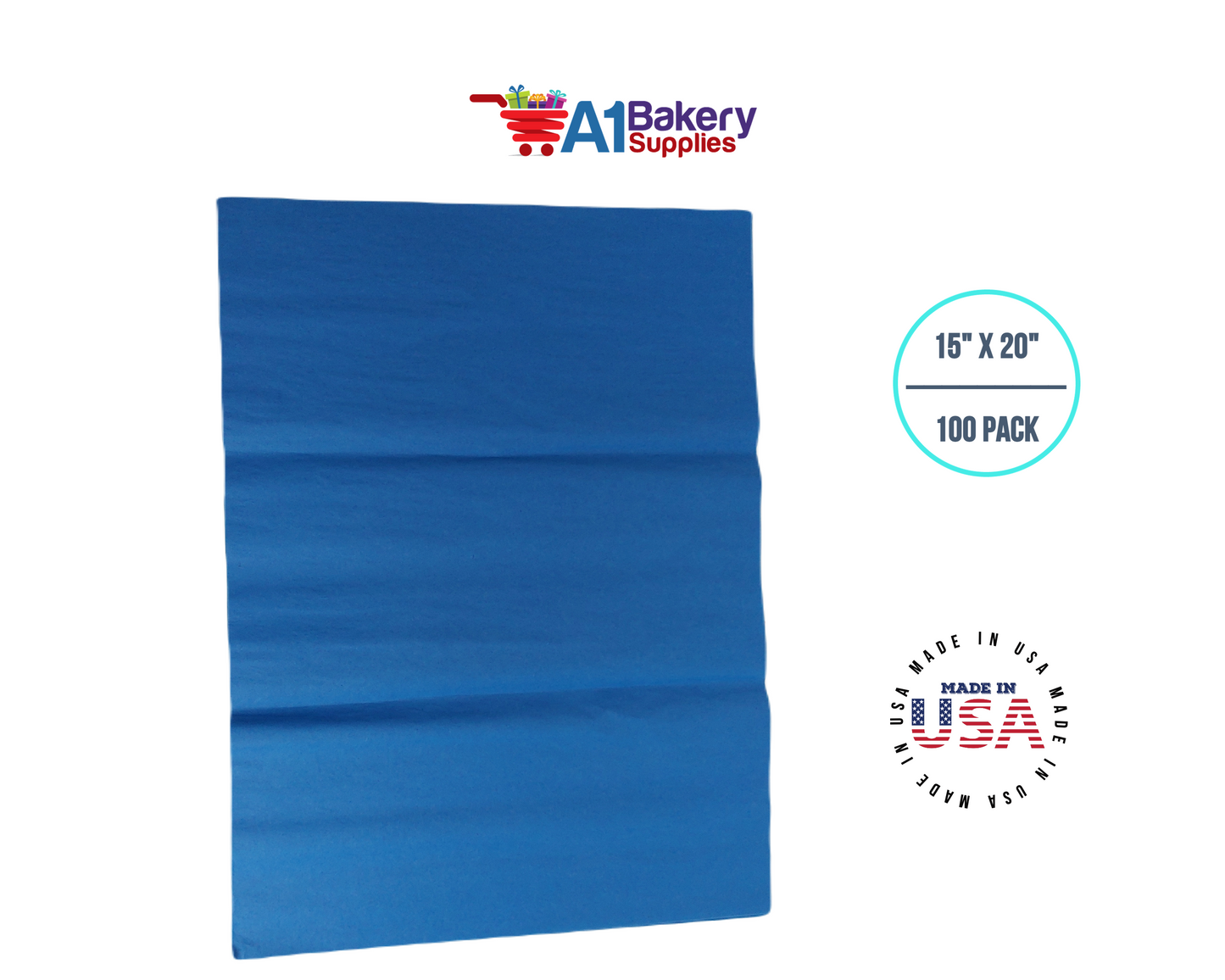 Dark Blue Gift Wrap Tissue Paper - Premium Quality Paper Made in USA 15 Inch x 20 Inch - 100 Sheets