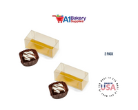 Clear Candy Box with Gold Bottom Insert for 2 Candies truffles Box - 2 Pack