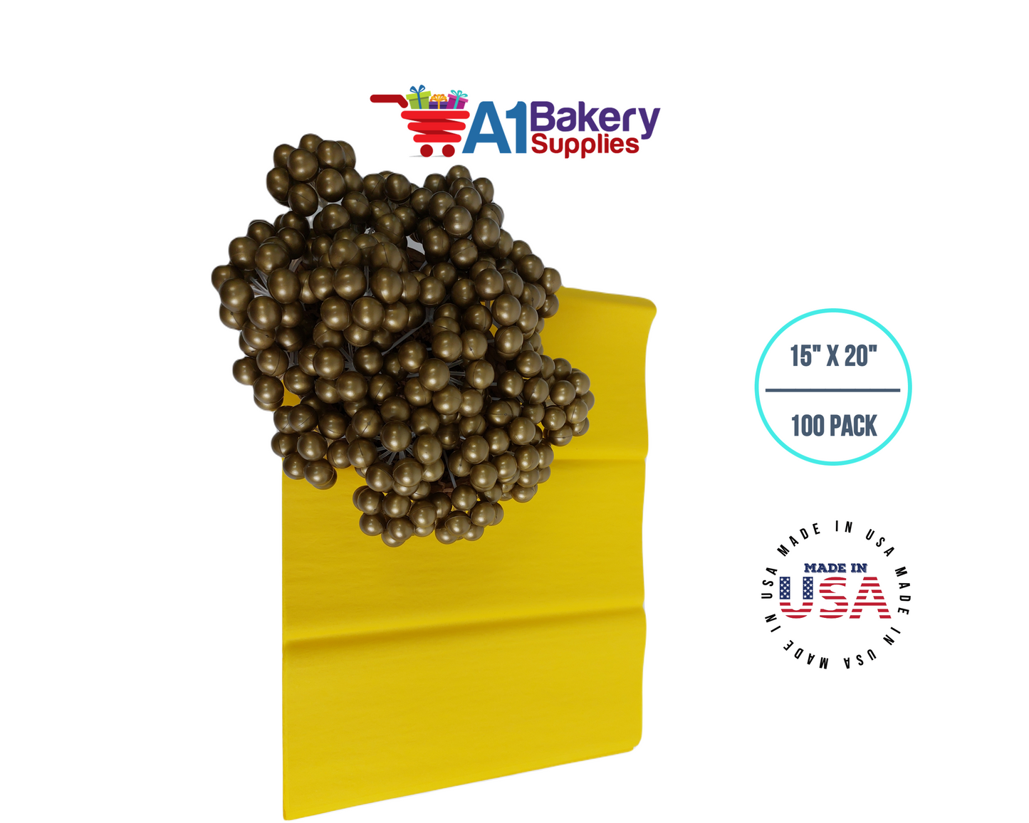 Dandelion Tissue Paper Squares, Bulk 100 Sheets, Premium Gift Wrap and Art Supplies for Birthdays, Holidays, or Presents by A1BakerySupplies, Medium 15 Inch x 20 Inch