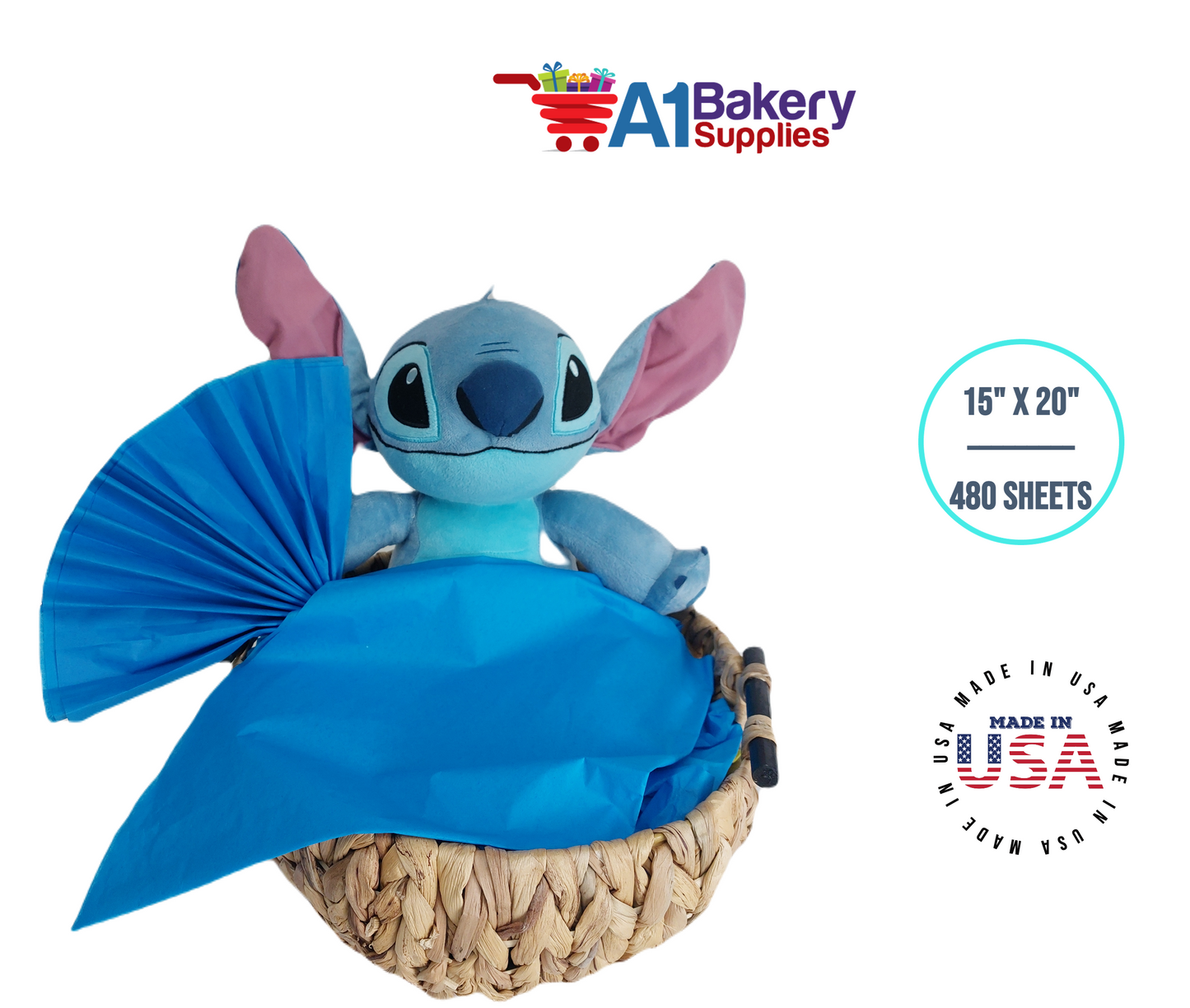 Brilliant Blue Color Tissue Paper 15 Inch x 20 Inch - 480 Sheets