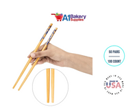 Natural bamboo wood chopsticks 50 pairs/100 count in 9 Inch by A1 Bakery Supplies