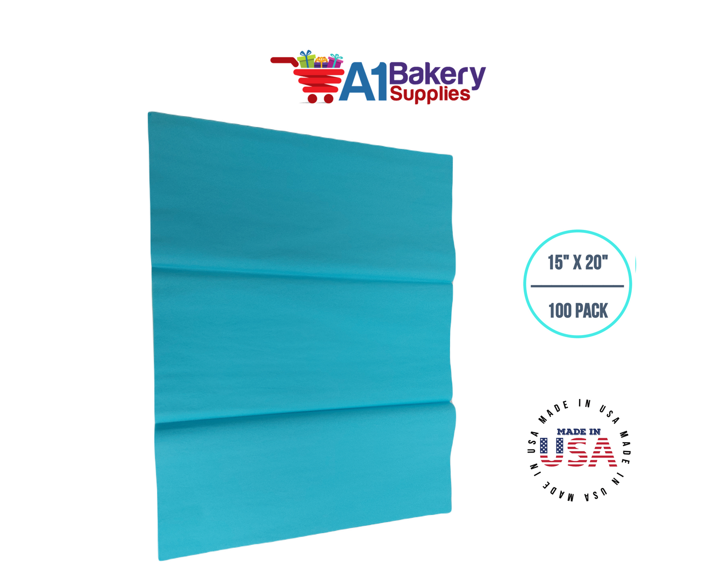 Oxford Blue Tissue Paper Squares, Bulk 100 Sheets, Premium Gift Wrap and Art Supplies for Birthdays, Holidays, or Presents by A1BakerySupplies, Medium 15 Inch x 20 Inch