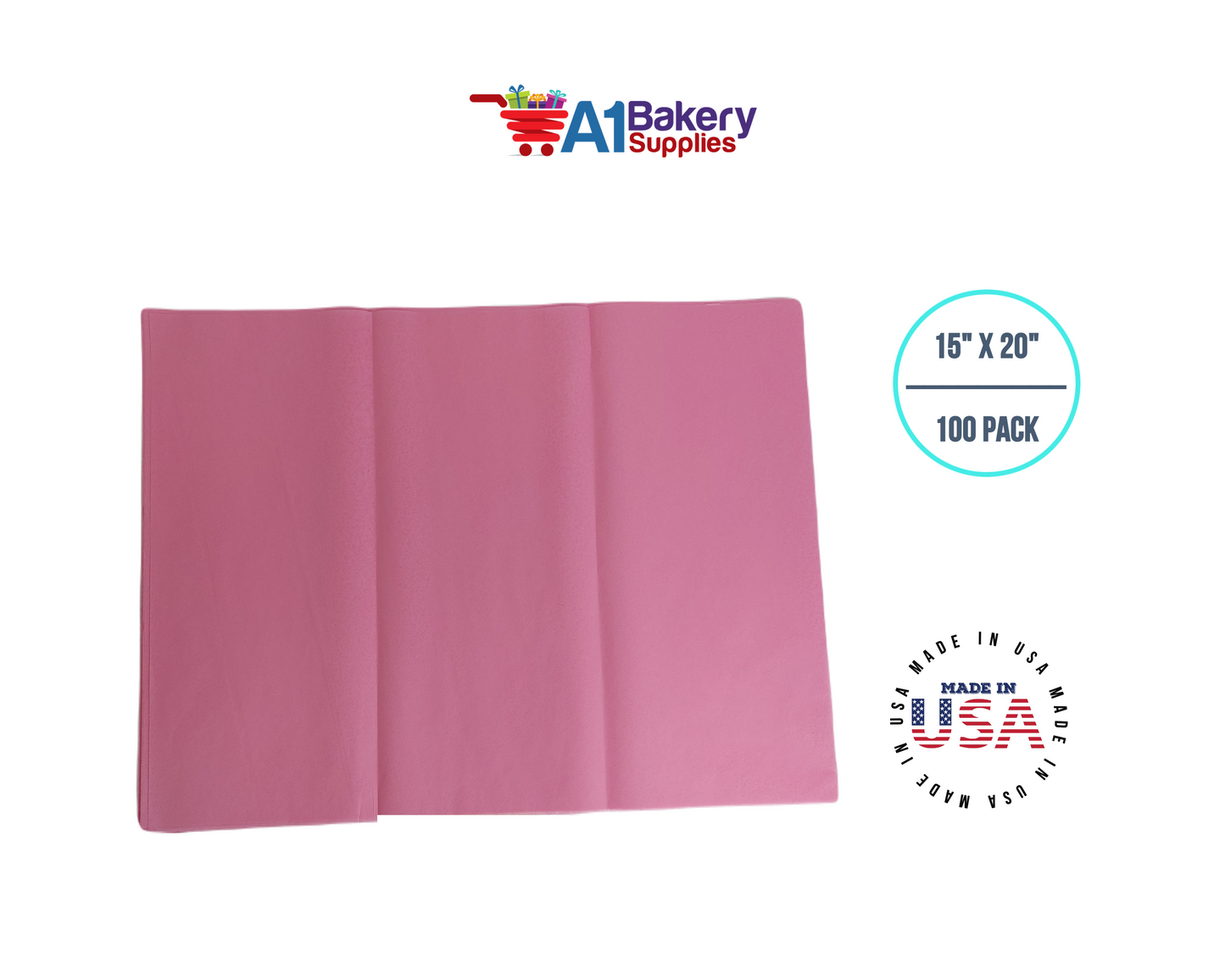 Dark Pink Tissue Paper Squares, Bulk 100 Sheets, Premium Gift Wrap and Art Supplies for Birthdays, Holidays, or Presents by A1BakerySupplies, Large 15 Inch x 20 Inch