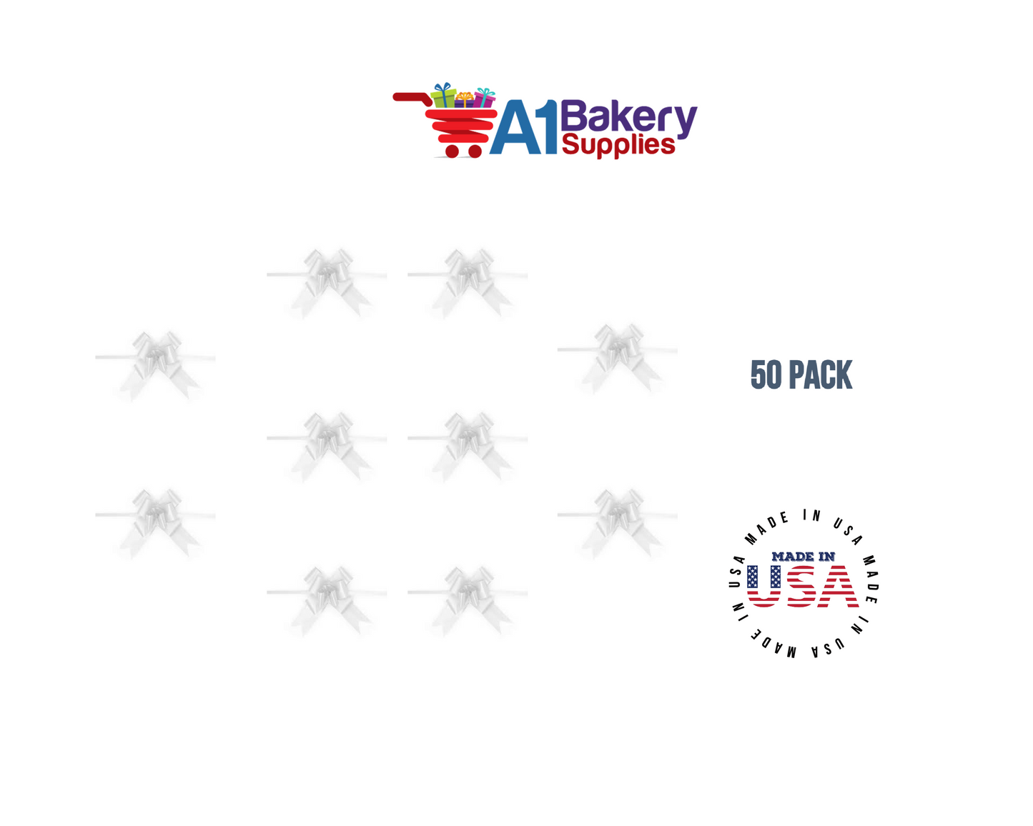 White 4" Butterfly pull bows of 50 Pack by A1 Bakery supplies