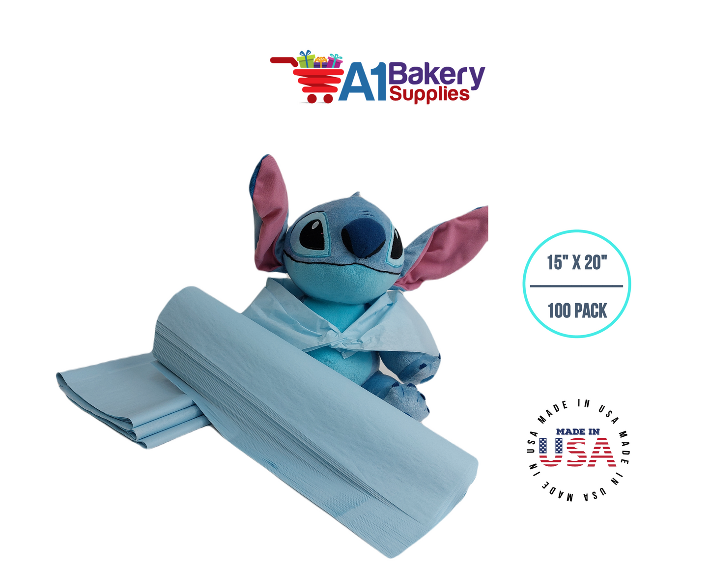 Light Blue Tissue Paper 15 Inch X 20 Inch - 100 Sheets