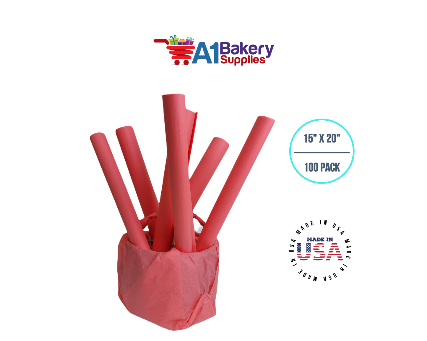 Coral Rose Color Gift Wrap Tissue Paper 15 Inch x 20 Inch - 100 Sheets Pack