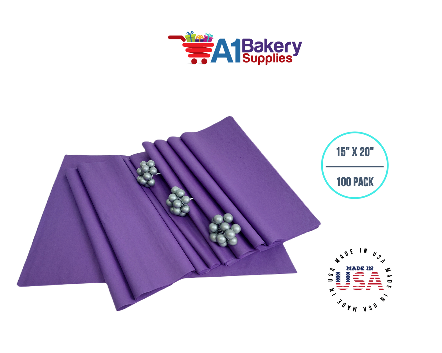 Purple Color Gift Wrap Tissue Paper 15 Inch x 20 Inch - 100 Sheets Pack