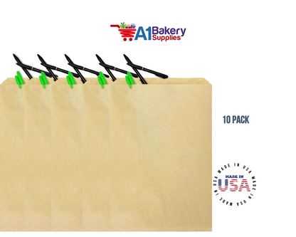 Kraft Brown Flat Paper Merchandise Bags 10 pack by A1 Bakery supplies (4x6)