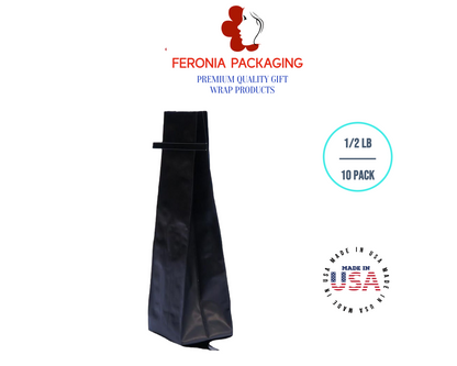 1 LB Black Poly-Lined Reclosable Tin Tie Bags Without Window - 10 Pack