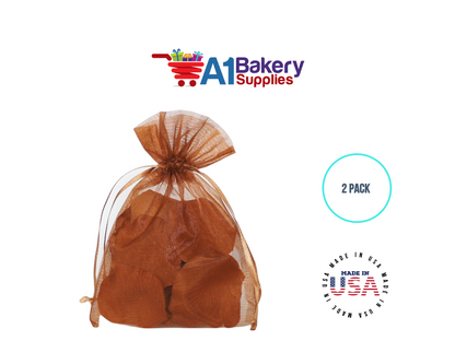 Copper Organza Fabric Gift Bags – Pack of 2 with Size 22.5 x 25 inch by A1 Bakery Supplies