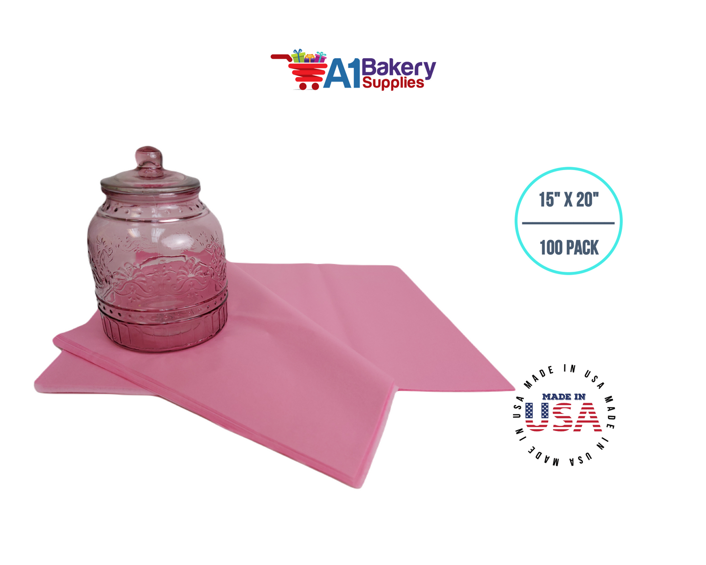 Dark Pink Tissue Paper Squares, Bulk 100 Sheets, Premium Gift Wrap and Art Supplies for Birthdays, Holidays, or Presents by A1BakerySupplies, Large 15 Inch x 20 Inch