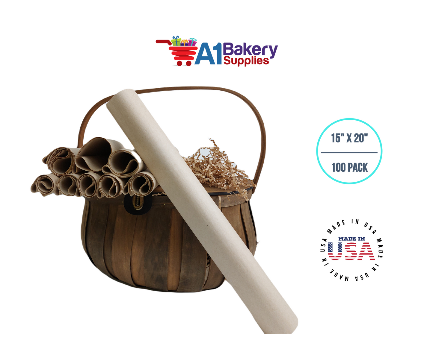 Desert Tan  Tissue Paper Squares, Bulk 100 Sheets, Premium Gift Wrap and Art Supplies for Birthdays, Holidays, or Presents by A1BakerySupplies, Medium 15 Inch x 20 Inch