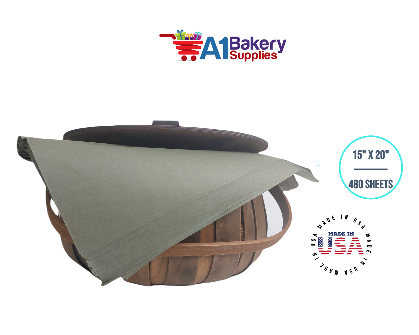 Tapestry Green Tissue Paper Squares, Bulk 480 Sheets, Premium Gift Wrap and Art Supplies for Birthdays, Holidays, or Presents by A1BakerySupplies, Large 15 Inch x 20 Inch