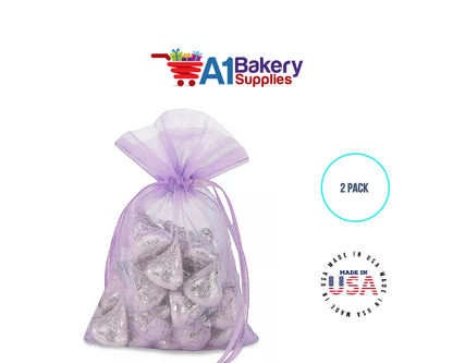Lavender Organza Fabric Gift Bags – Pack of 2 with Size 22.5 x 25 inch by A1 Bakery Supplies