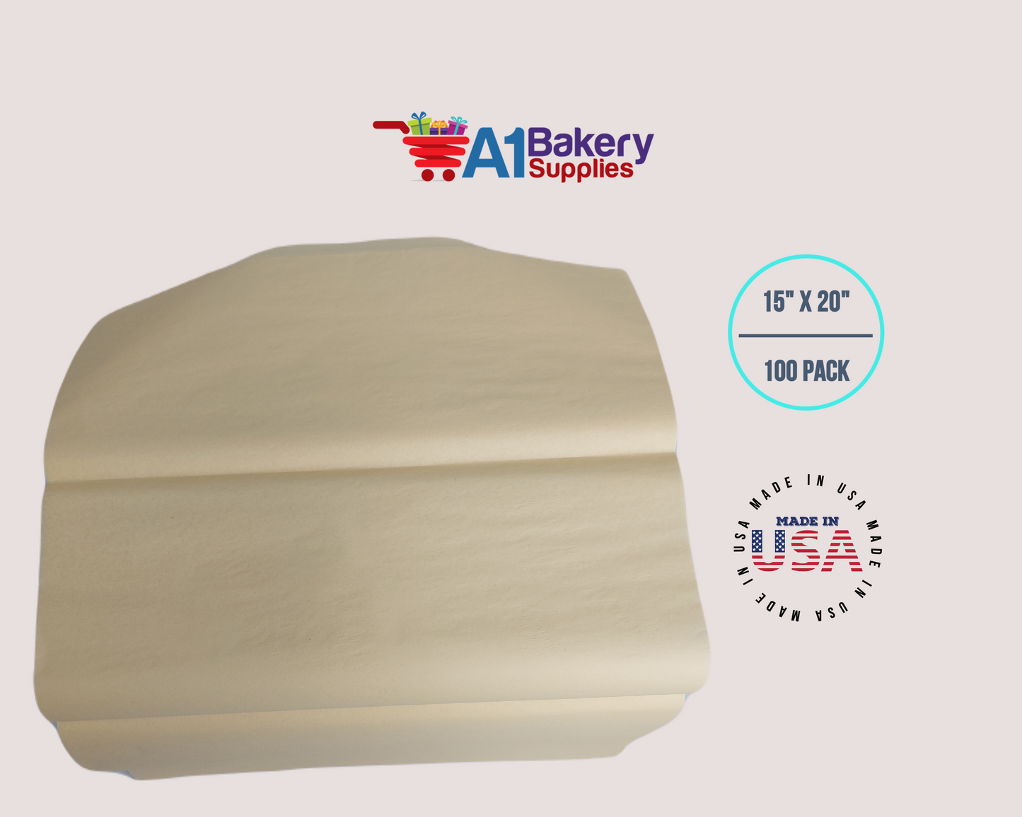 French Vanilla  Tissue Paper Squares, Bulk 100 Sheets, Premium Gift Wrap and Art Supplies for Birthdays, Holidays, or Presents by A1BakerySupplies, Large 15 Inch x 20 Inch