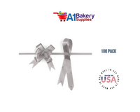 Silver 4" Butterfly pull bows of 100 Pack by A1 Bakery supplies