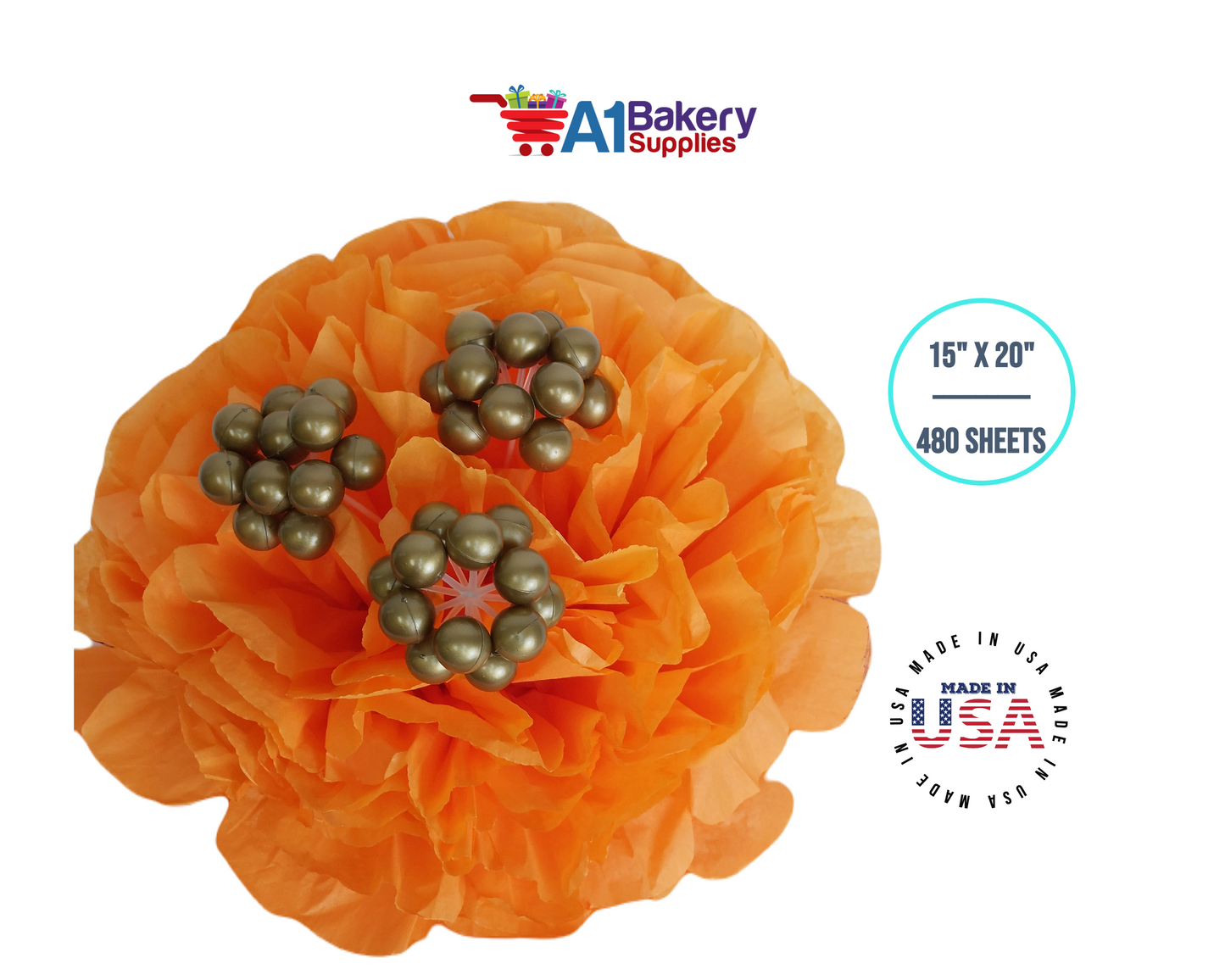 Tangerine Light Orange Bulk Tissue Paper 15 Inch x 20 Inch - 480 Sheets