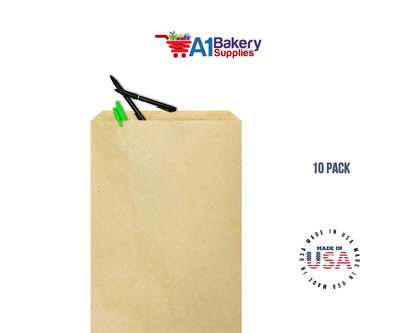 Kraft Brown Flat Paper Merchandise Bags 10 pack by A1 Bakery supplies (4x6)
